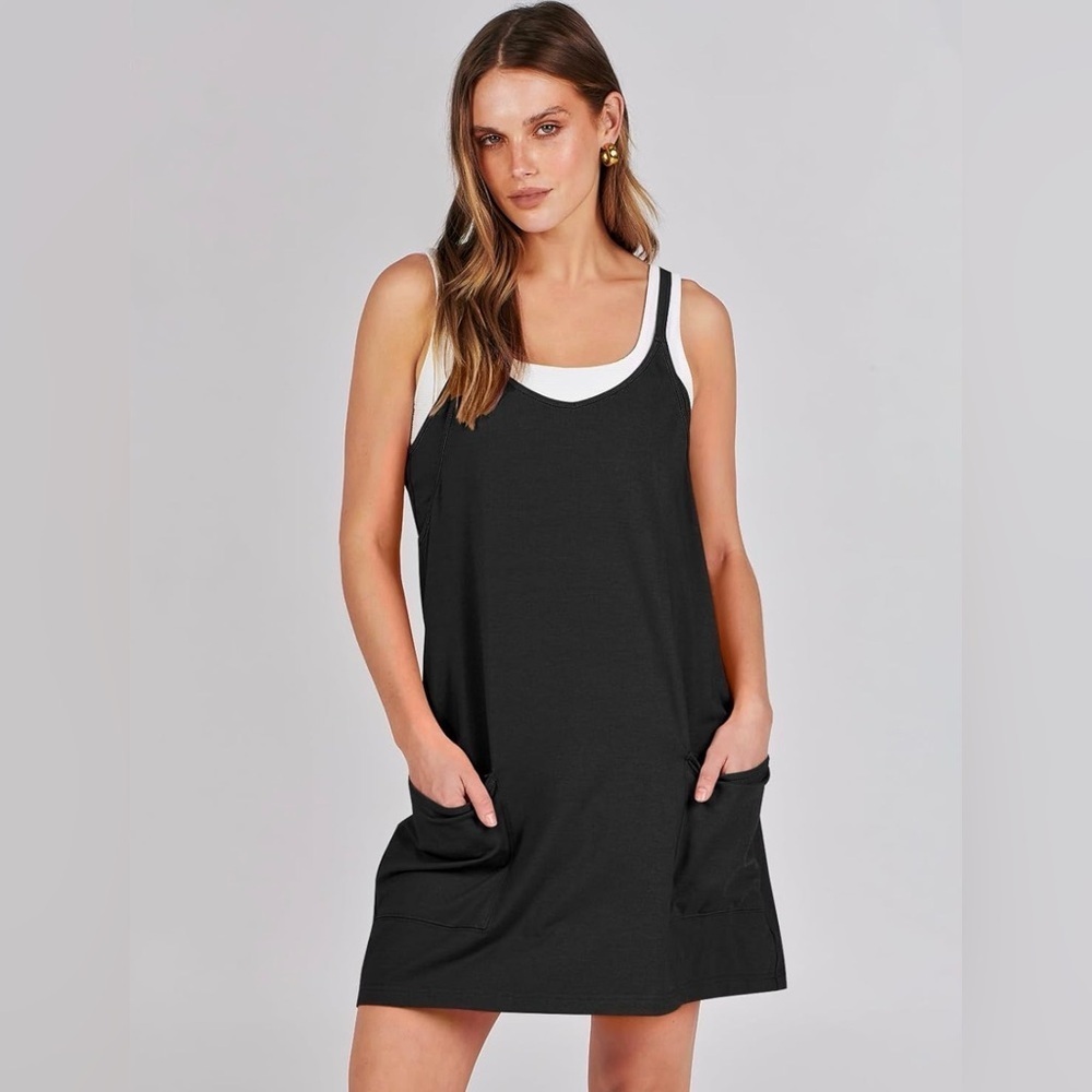 Caracilia Black Sleeveless Athletic Mini Dress with Romper, Size XS - Picture 2 of 12